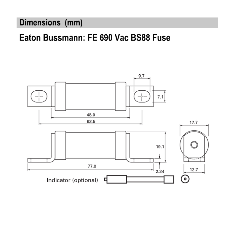 100FE Eaton Bussmann BS88 Semiconductor Protection Fuses