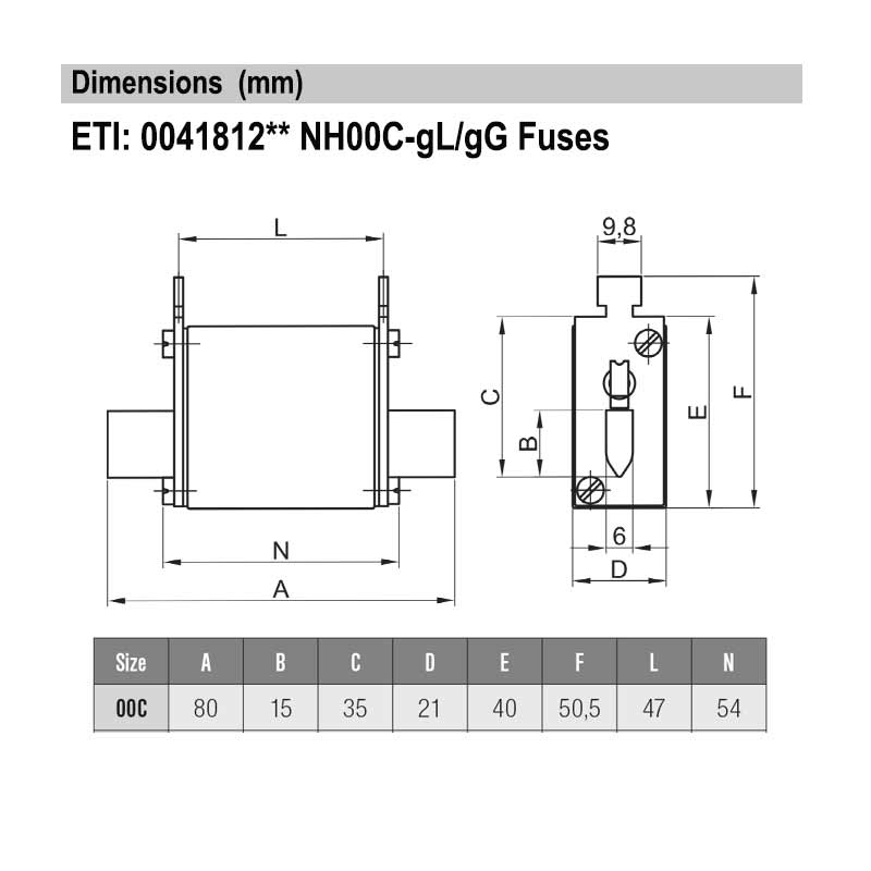 004181210 40A ETI DIN000/NH00C HRC Fuses