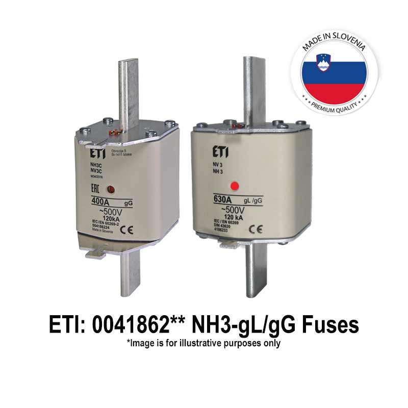004186233 630A - ETI - DIN3/NH3 HRC Fuses